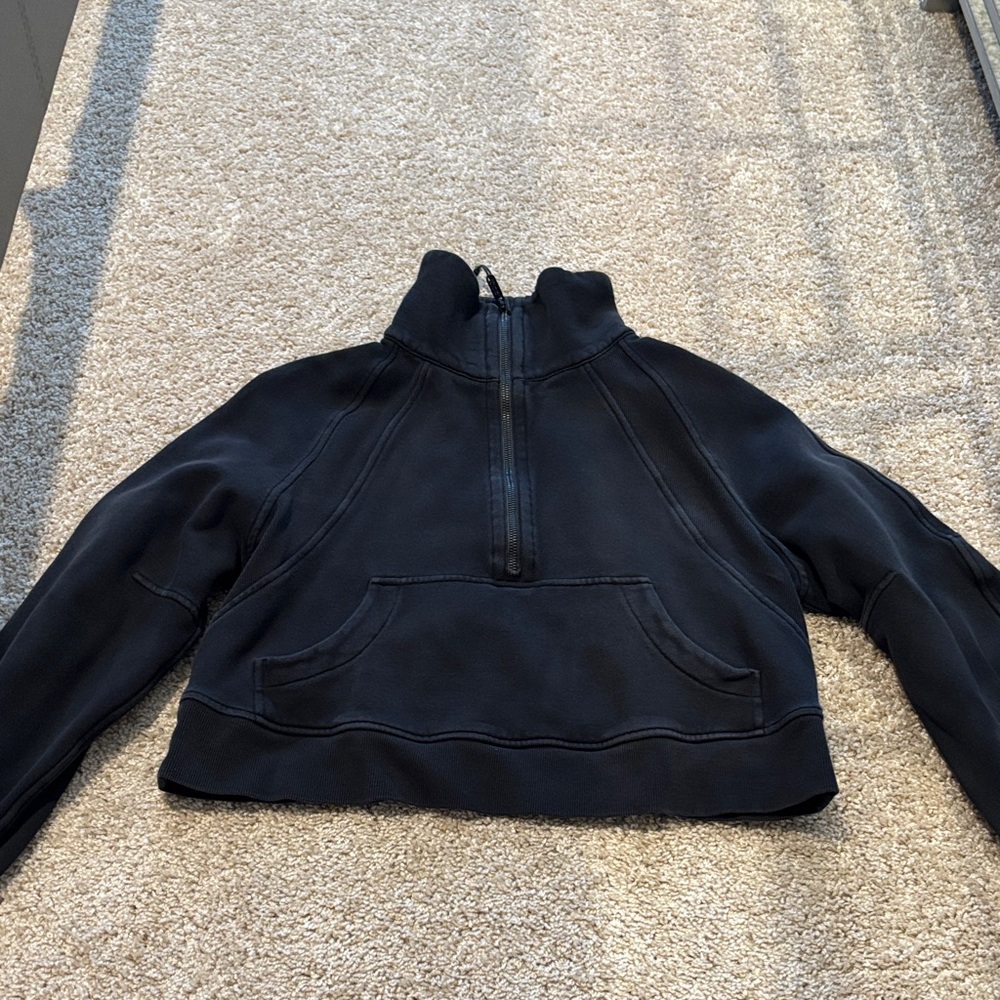 Black Cropped Quarter-Zip Sweatshirt